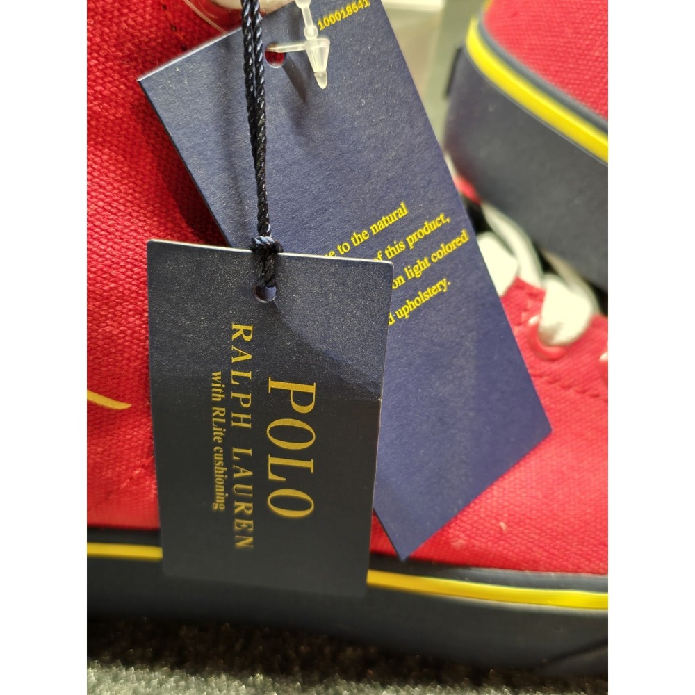 New Polo Ralph Lauren Solomon Downhill Ski Patch Canvas Sneakers‎ Mens 9.5 Red - Picture 4 of 12